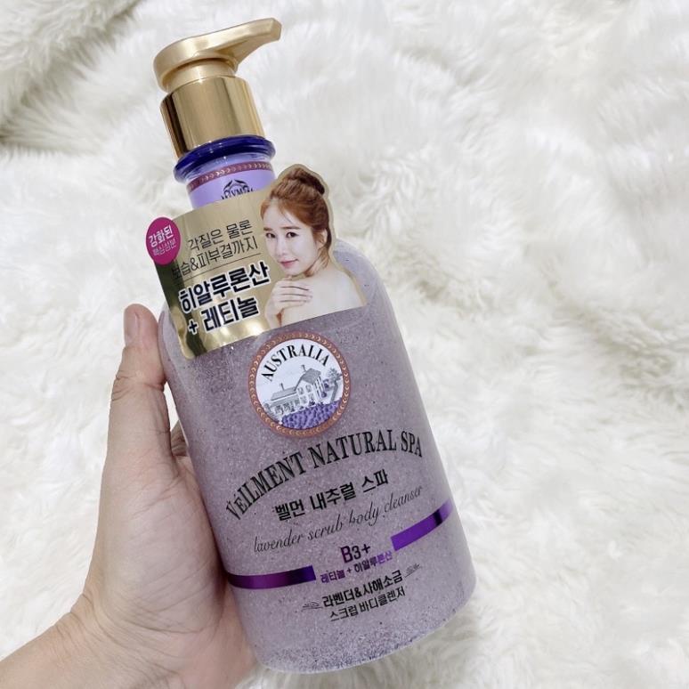 Sữa tắm chứa hạt massage tím nhạt mùi Lavender On The Body - Chính hãng LG Hàn Quốc