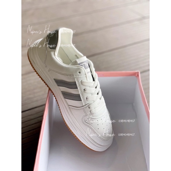 Giày thể thao 2 vạch có 2 màu xanh,xám