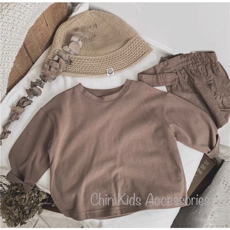 Áo thun dài tay dáng rộng cho bé vải cotton 4 chiều mềm mỏng vừa cho bé