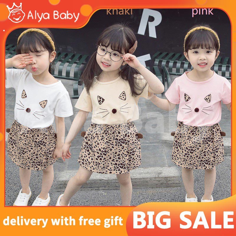 [CHỈ CÒN HỒNG] SET ÁO PHÔNG MÈO + QUẦN GIẢ VÁY DA BÁO CỰC XINH