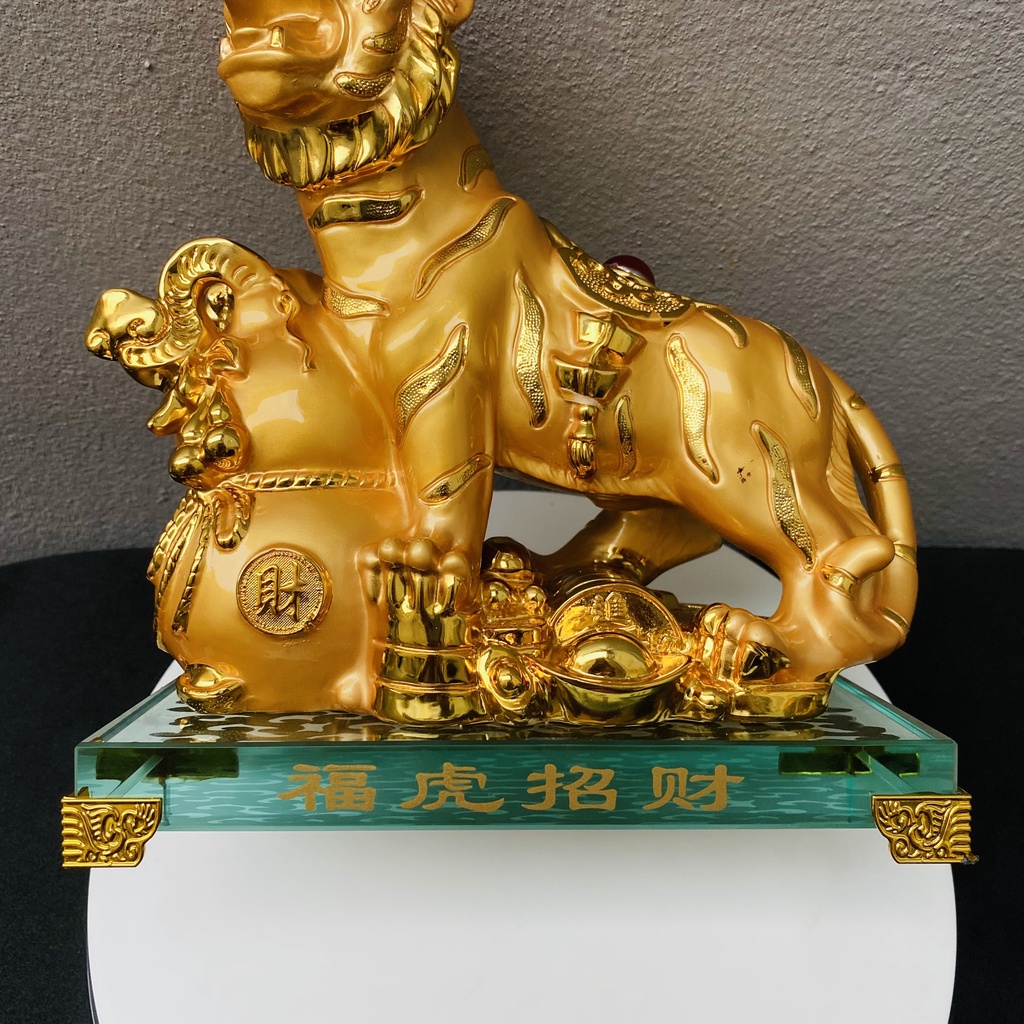 Hổ vàng lưng ngọc phước đáo chiêu tài lộc đế thuỷ tinh SIZE LỚN 01499