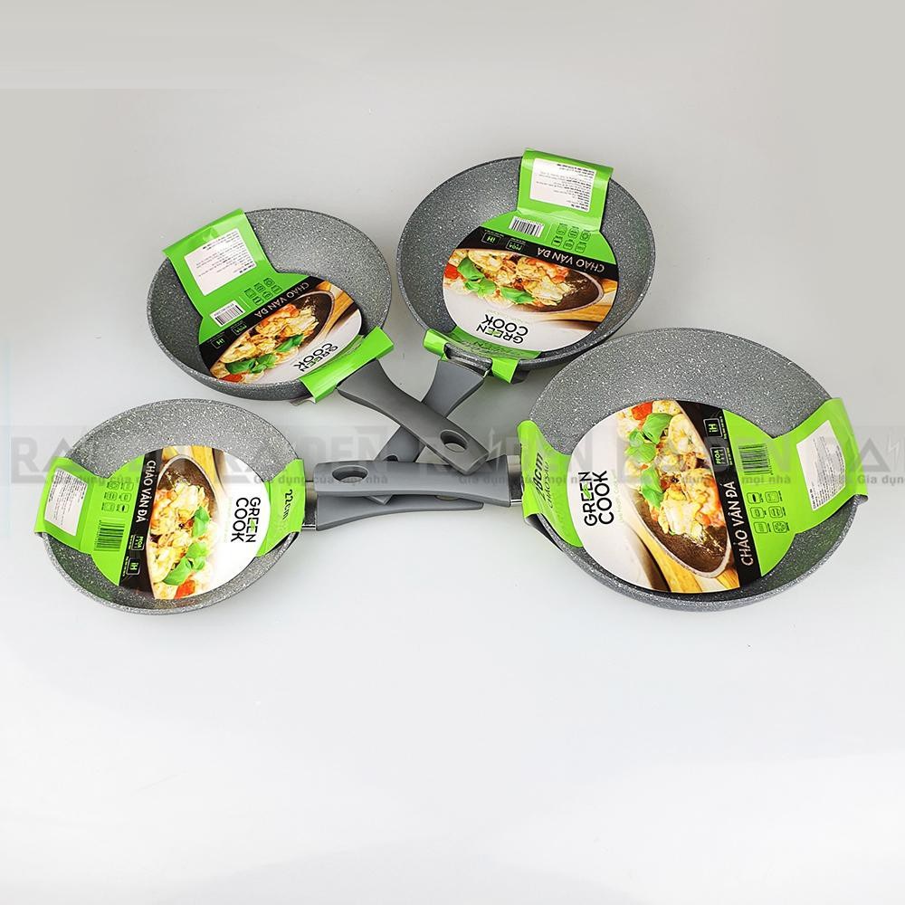 Chảo vân đá đáy từ chống dính GreenCook Gcp02-20/22/24/26/28/30cm-Không kén bếp