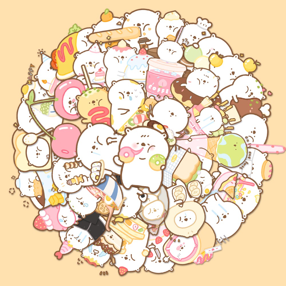 Bộ 10/25/50 miếng dán hình chú gấu đáng yêu thời trang