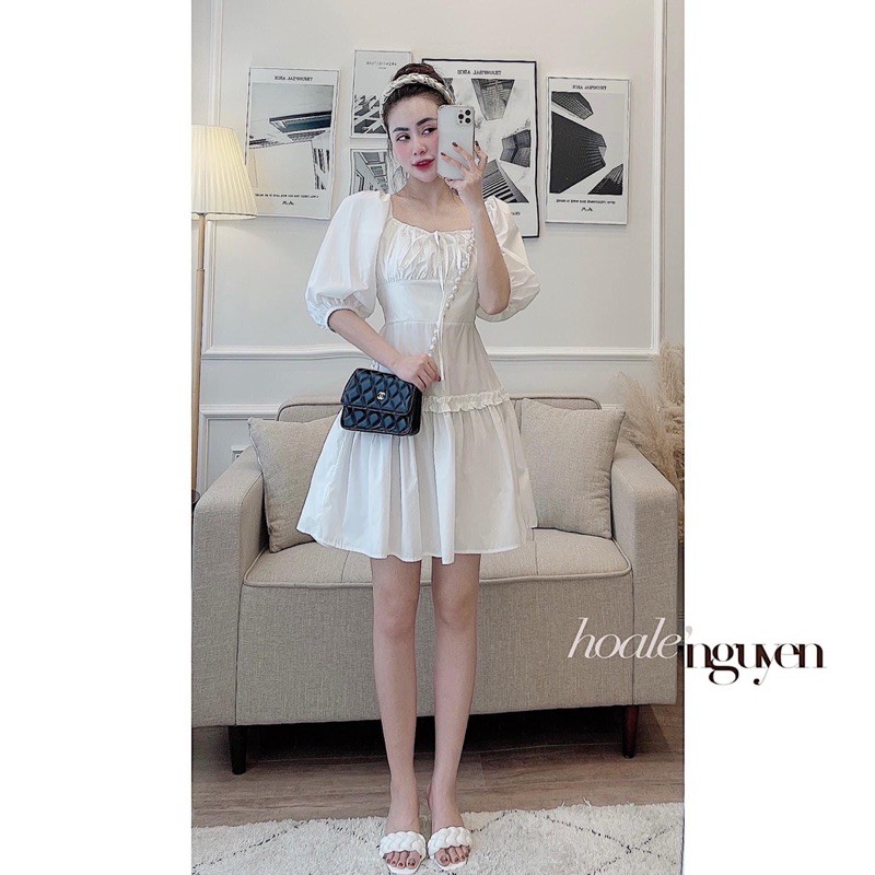 [Siêu Hot] Váy Thô Tay Bồng Dúm Ngực 2 Màu , Đầm Nữ Dáng Xoè Siêu Xinh Có Ảnh Thật Kèm Video | BigBuy360 - bigbuy360.vn