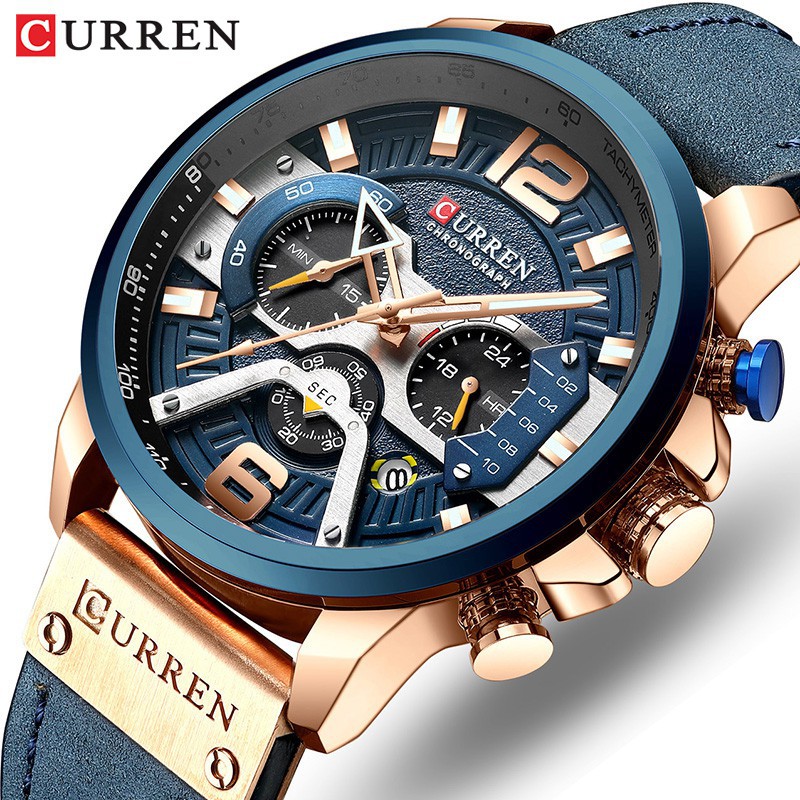 pin giảm Đồng Hồ Nam dây da CURREN 8329 chính hãng , sang trọng Máy Quartz Chống Thấm Nước-Gozid.watches