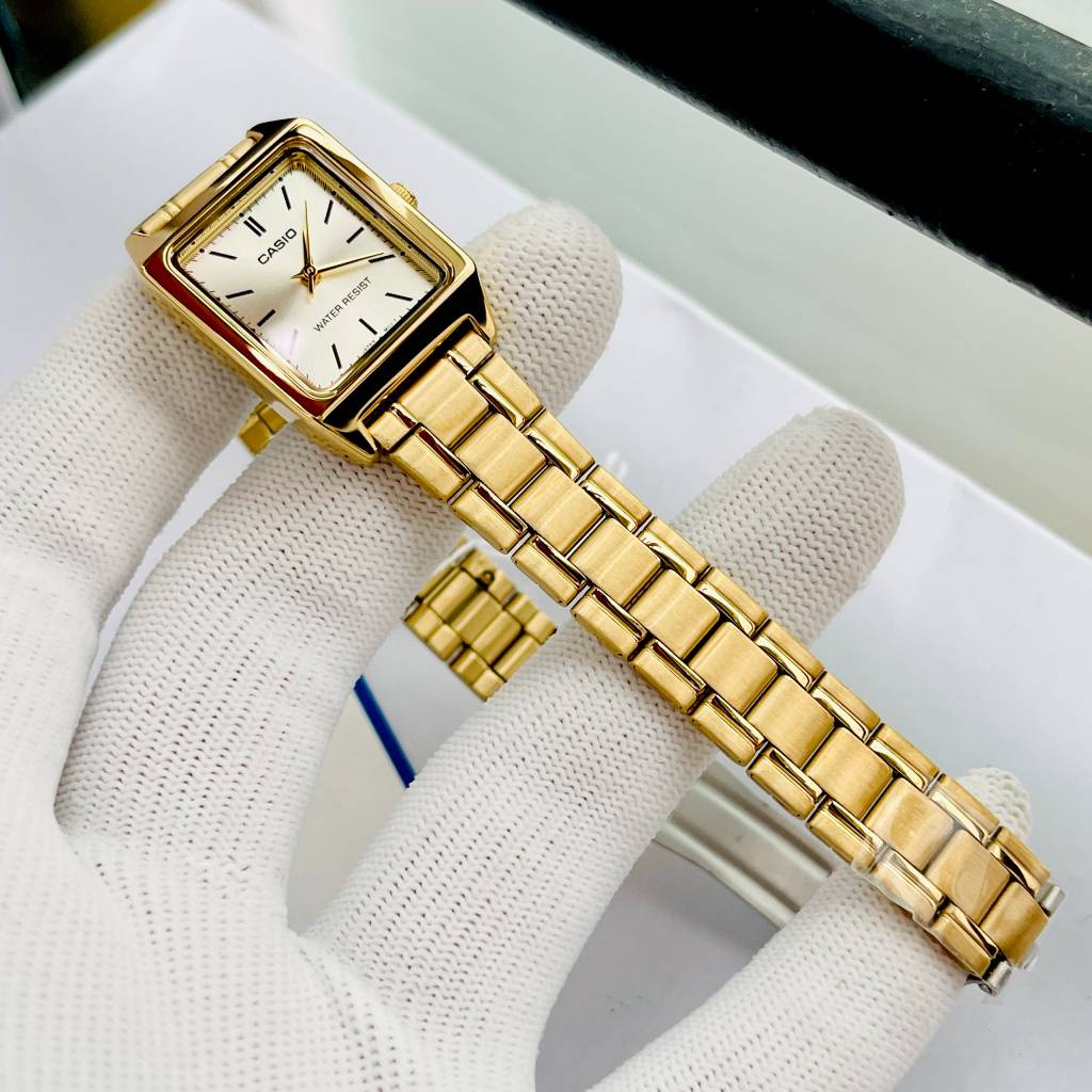 Đồng Hồ Nữ Dây Thép Vàng Viền Vàng Casio LTP-V007G-9E Fullbox Bảo Hành 1 Năm Máy Và Pin