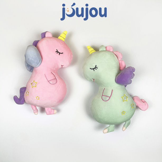 Gấu bông ngựa 1 sừng unicorn ngủ cute size 36cm cao cấp JouJou mềm mịn dễ thương cho bé