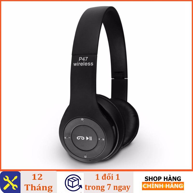 Tai nghe bluetooth P47 chụp tai - Có khe cắm thẻ nhớ | BigBuy360 - bigbuy360.vn