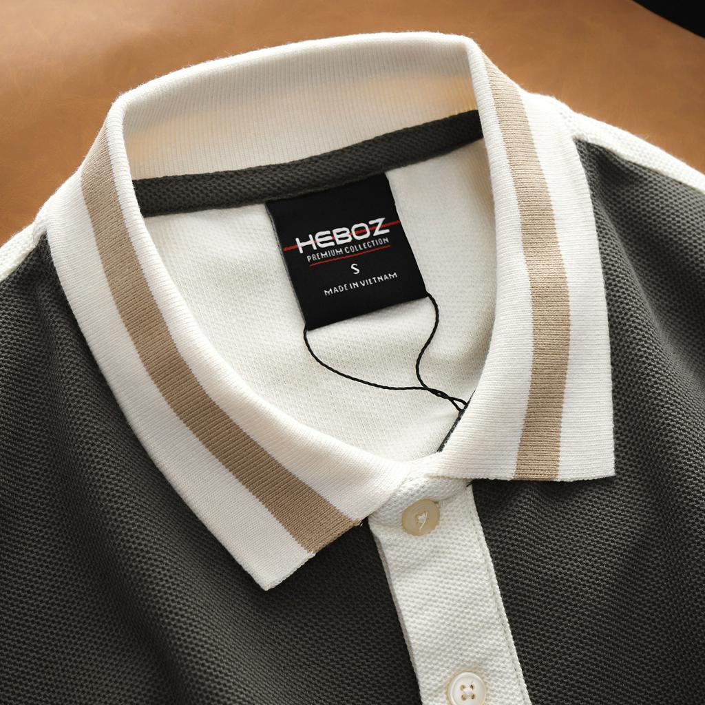 Áo polo, áo thun có cổ phối màu choco Heboz 2M logo in cao - 00001537