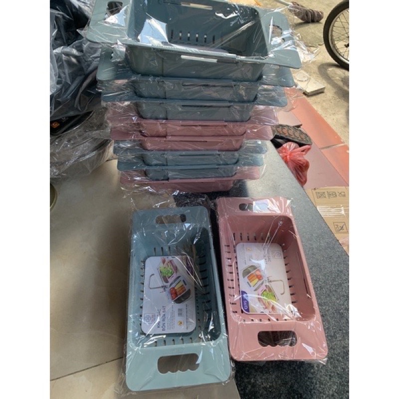 Khay, rổ gác bồn rửa chén bát Việt Nhật (5613) thông minh gấp gọn, điều chỉnh kích thước gài tiện lợi