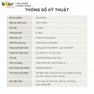 Máy Làm Sữa Hạt Bear PBJ-B10U5