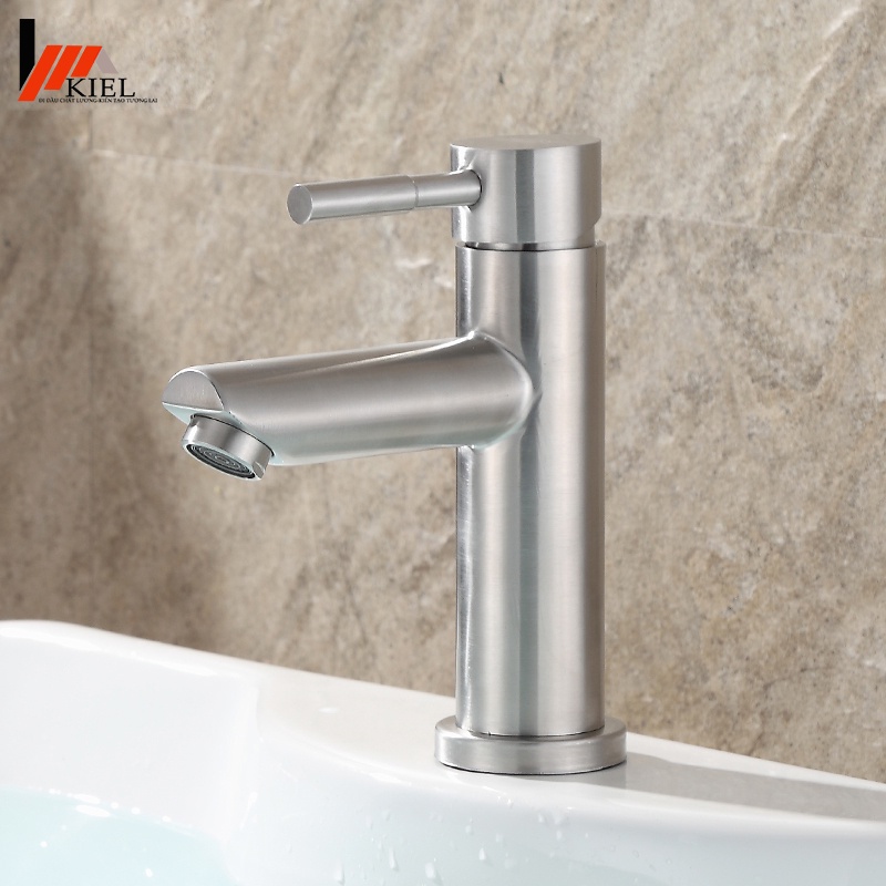 Vòi rửa mặt tròn lavabo  2 đường nước nóng lạnh inox 304 cao cấp có độ bền cao ,không chứ chì an toàn .