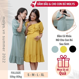 Đầm bầu kết hợp cho con bú MOLYS M2281 đuôi cá, có chỗ cho con ti