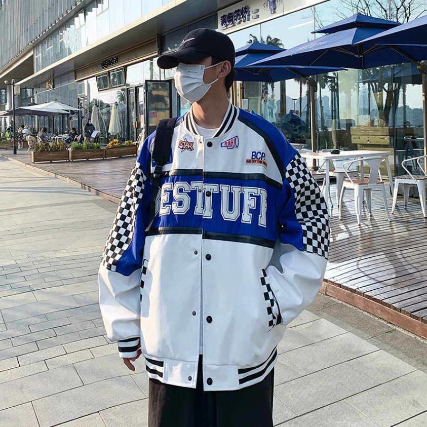 Áo khoác bóng chày nam in chữ phong cách hàn quốc áo khoác bomber dài tay in chữ thời trang cho nam nữ áo khoác biker trung tính giản dị