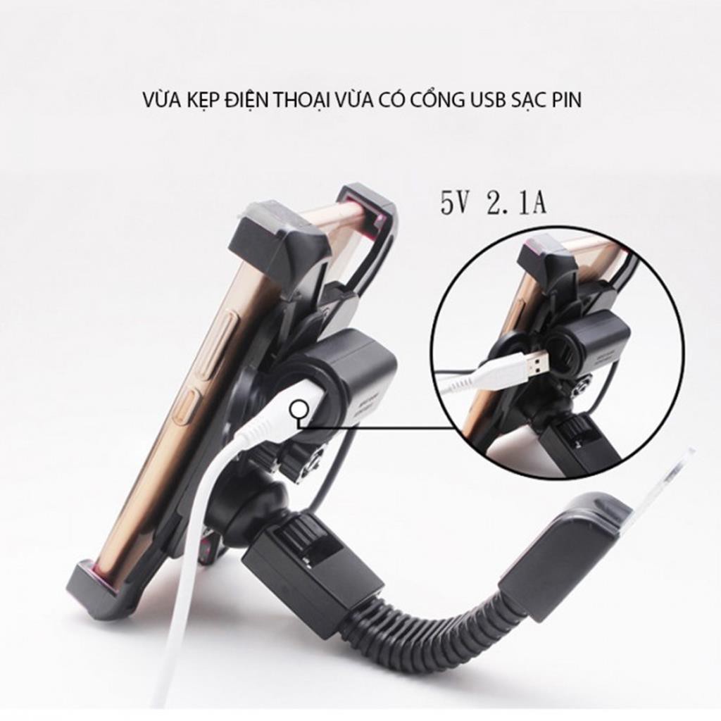 Giá đỡ xe máy,Kẹp xe máy 4 cạnh 2in1 có cổng Sạc USB mẫu mới HÀNG CHUẨN LOẠI 1 -DC3733