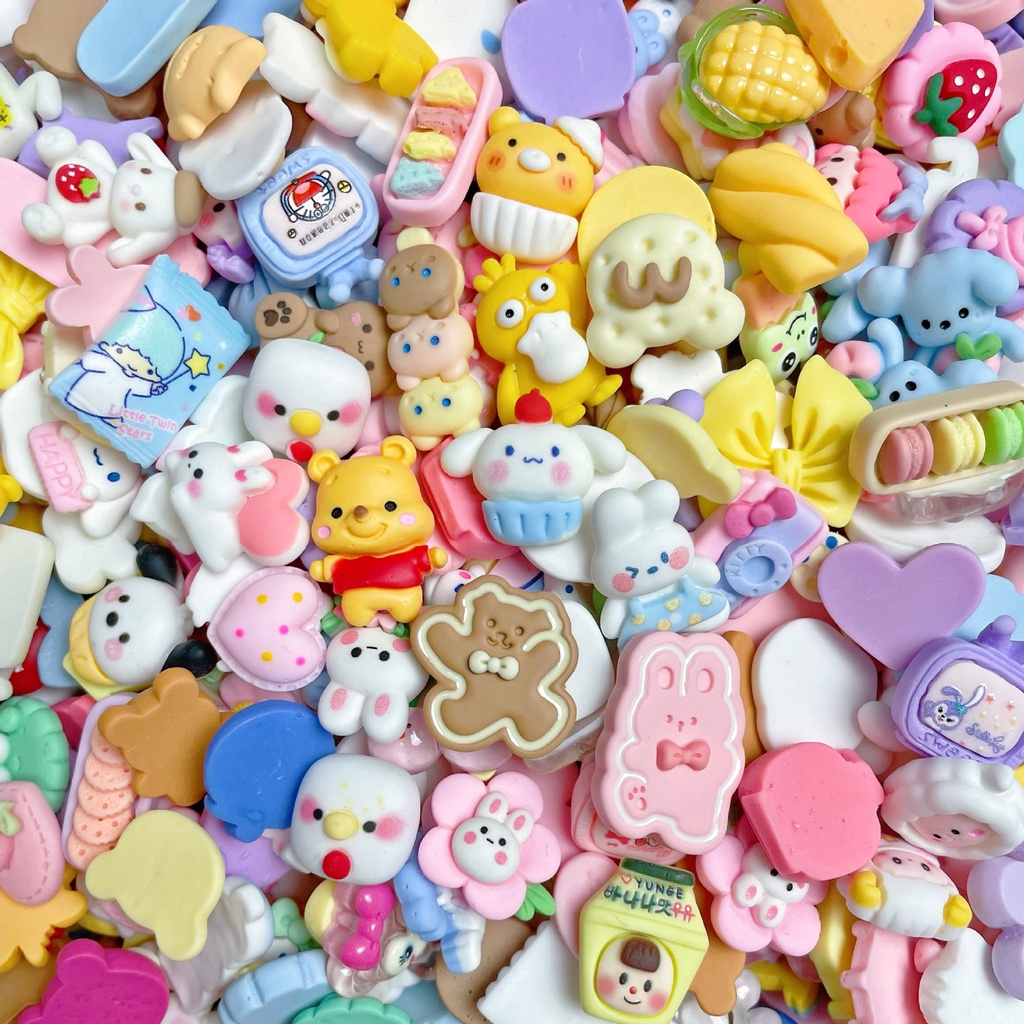 Charm xinh xắn cute Có kèm keo dán dễ thương, dán bình, gắn cột tóc, kẹp tóc