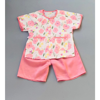 Bộ quần áo bà ba ngắn bé gái Họa tiết Hoa hồng lụa - AICDBGXNRBAL - AIN Closet