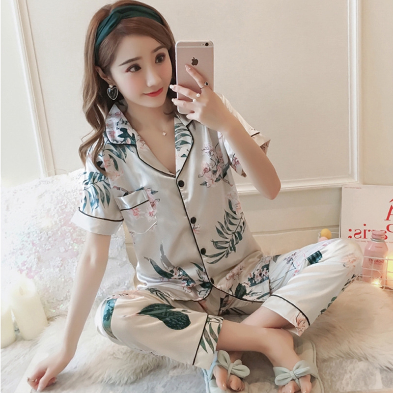 Bộ Đồ Ngủ Pijama Chất Lụa Satin Plus Size M-5XL