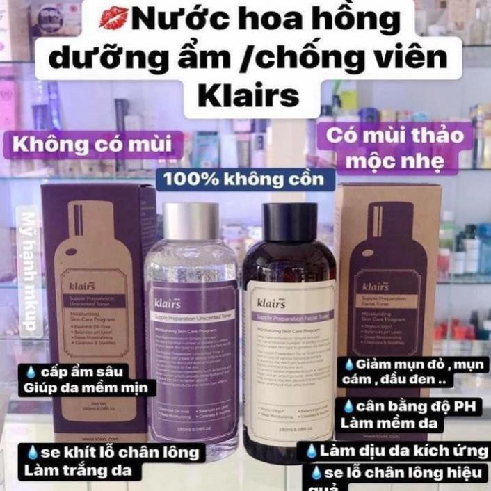 Nước Hoa Hồng ⚜️𝙁𝙍𝙀𝙀𝙎𝙃𝙄𝙋⚜️ Toner Dưỡng Ẩm, Chống Viêm Dùng Được Cho Cả Da Mụn, Nhạy Cảm  KLAIRS -  180ml