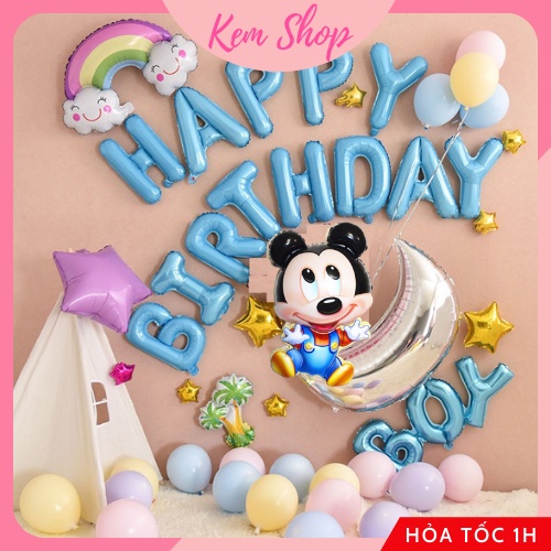 Set trang trí sinh nhật Kem Shop chủ đề Mickey cho bé trai bé gái đáng yêu dễ thương - K201