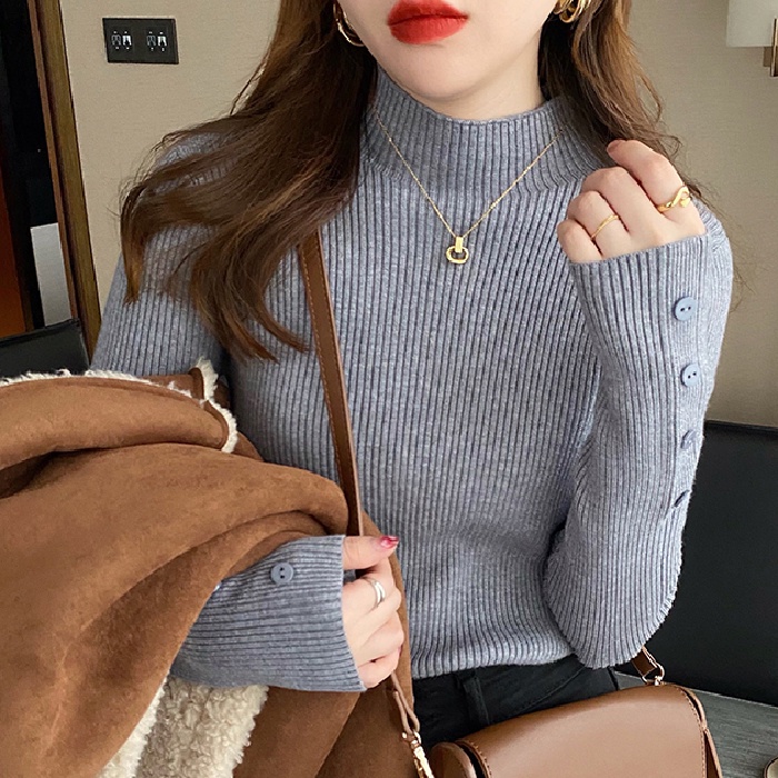 Áo nữ ZHELIHANGFEI dệt kim tay dài cổ lọ cá tính thời trang dễ phối đồ