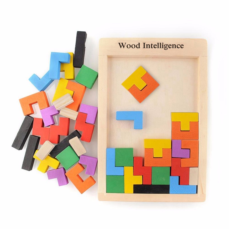 Bộ đồ chơi gỗ cho bé Pohanu ghép hình phát triển trí tuệ tetris woll intelligence TE01
