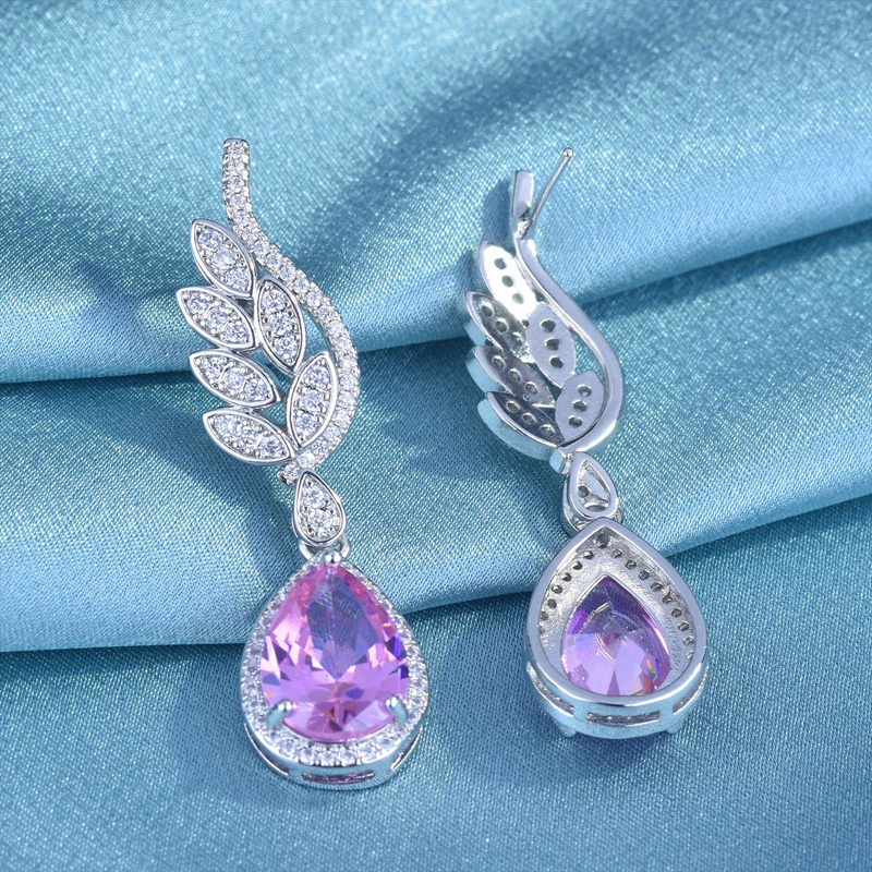 Khuyên tai hình cánh thiên thần đính đá zircon lấp lánh thời trang cho nữ