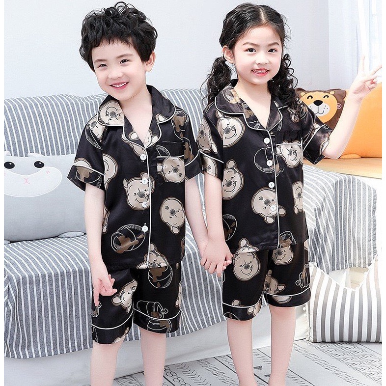 Bộ quần áo bé trai bé gái Kangmin kids, pijama cho bé trai bé gái chất lụa mêm PM08, bộ đồ ngủ cho bé từ 7-28kg