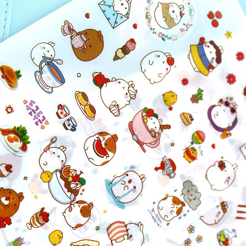 Bộ 6 tờ sticker HOUSEEKER hình thỏ vui nhộn trang trí sổ tay dành cho trẻ em