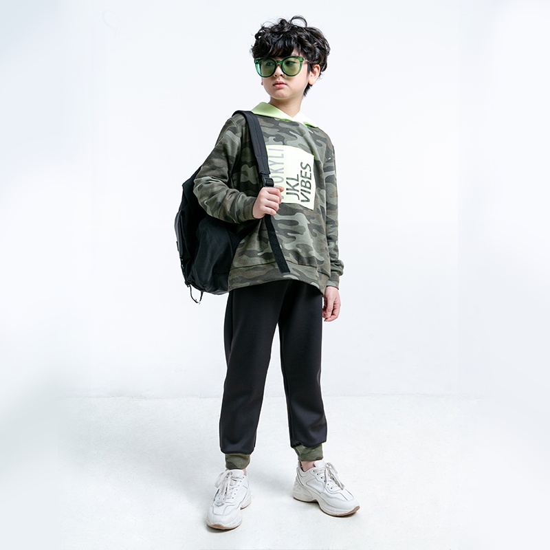 Bộ quần áo bé trai camo JOOKYLI chất liệu mềm mại co giãn thiết kế cao cấp