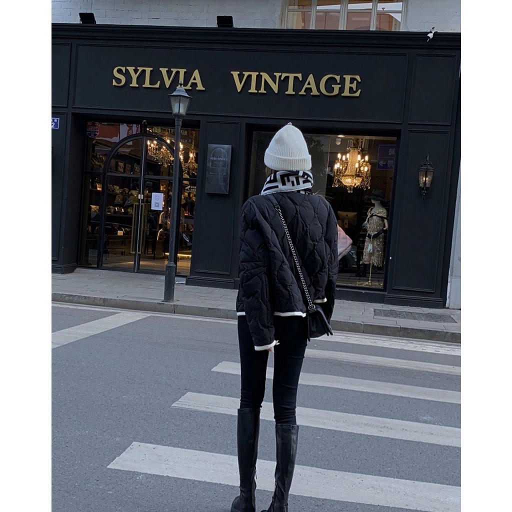 Áo Khoác Mỏng Dáng Ngắn Màu Đen Thời Trang Mùa Đông Cho Nữ