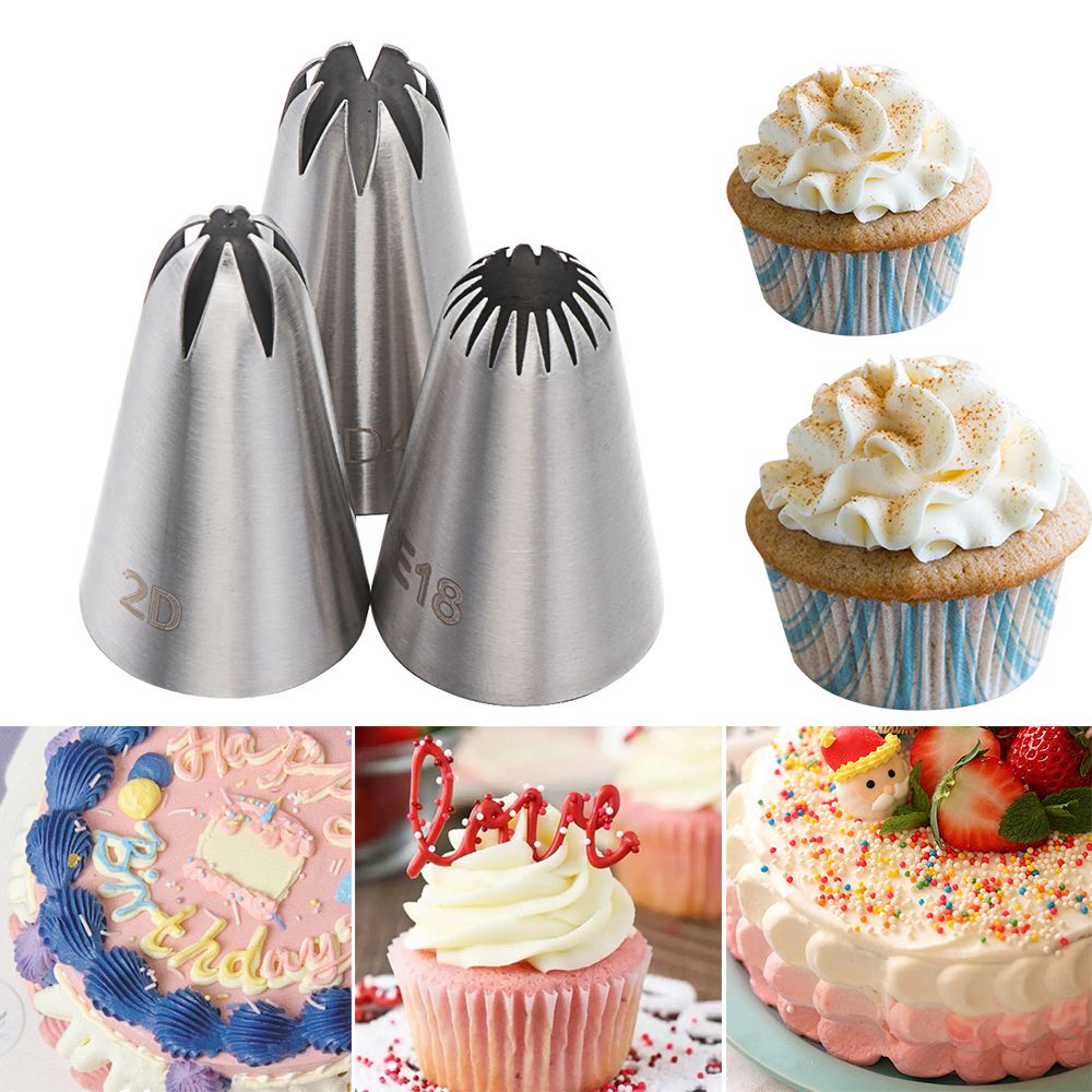 Bộ 3 Đầu Bắt Bông Kem Trang Trí Bánh Bằng Thép Không Gỉ