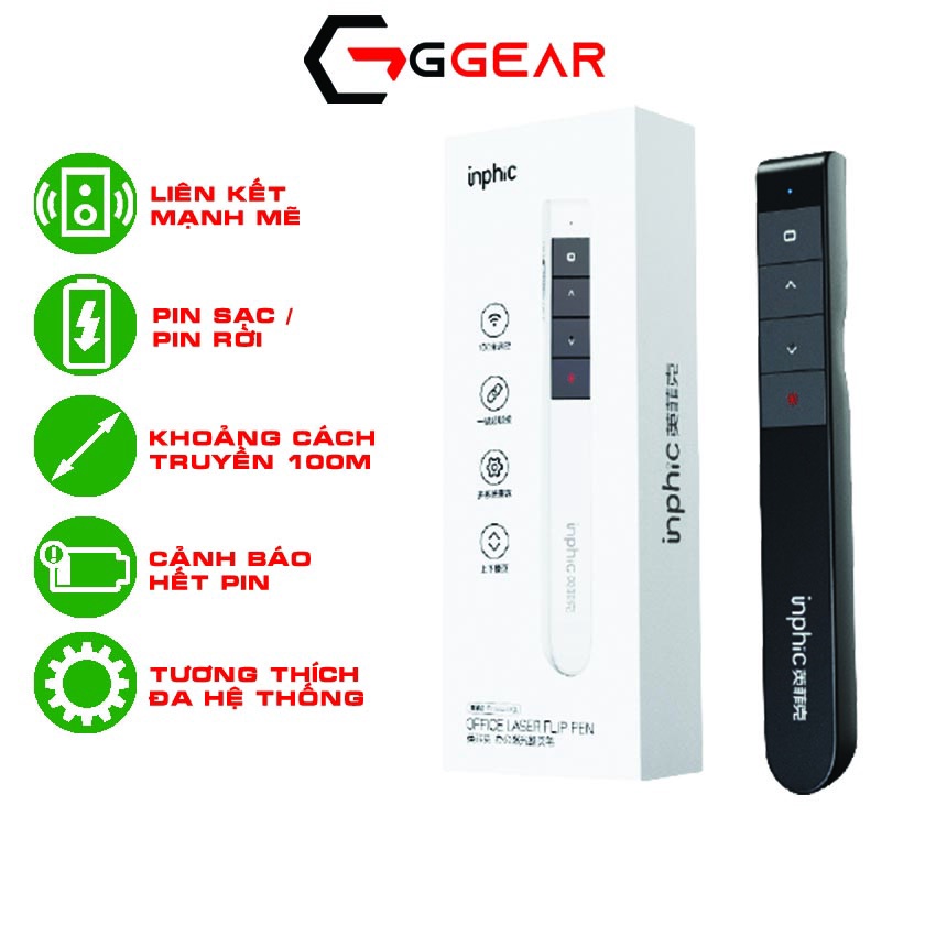 Bút laze thuyết trình Ggear GL01 bút trình chiếu pin sạc truyền xa 100m điều khiển máy chiếu powerpoint thuyết trình họp