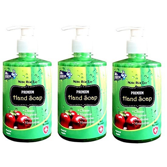 Bộ 3 Chai Nước rửa tay an toàn cho da Mr Fresh Hàn Quốc 500ml - Hương Táo