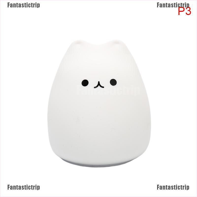 Fantastictrip Cute 7 Colors Cat Soft Silicone LED Touch Sensor Light Cute Night Light Children