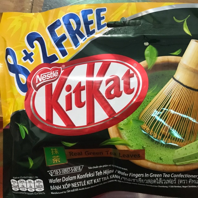 Kitkat trà xanh 8+2 thanh Malaysia