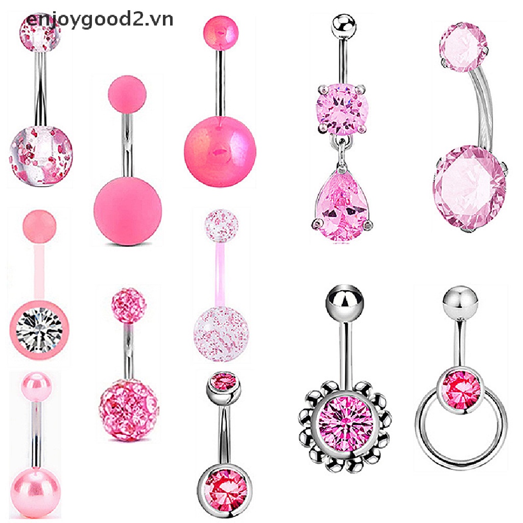 Bộ 12 Khuyên Rốn Đính Đá Pha Lê Thời Trang