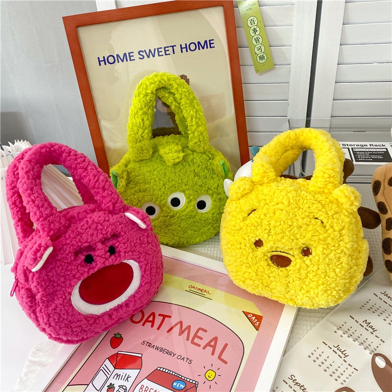 Túi Xách Tote Cỡ Lớn Hình Gấu Pooh/Dâu Tây Nhồi Bông Dễ Thương