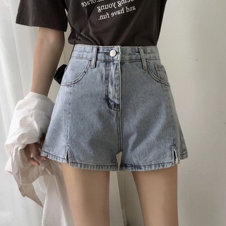Quần Short Jeans Lưng Cao Ống Rộng Phong Cách Hàn Quốc
