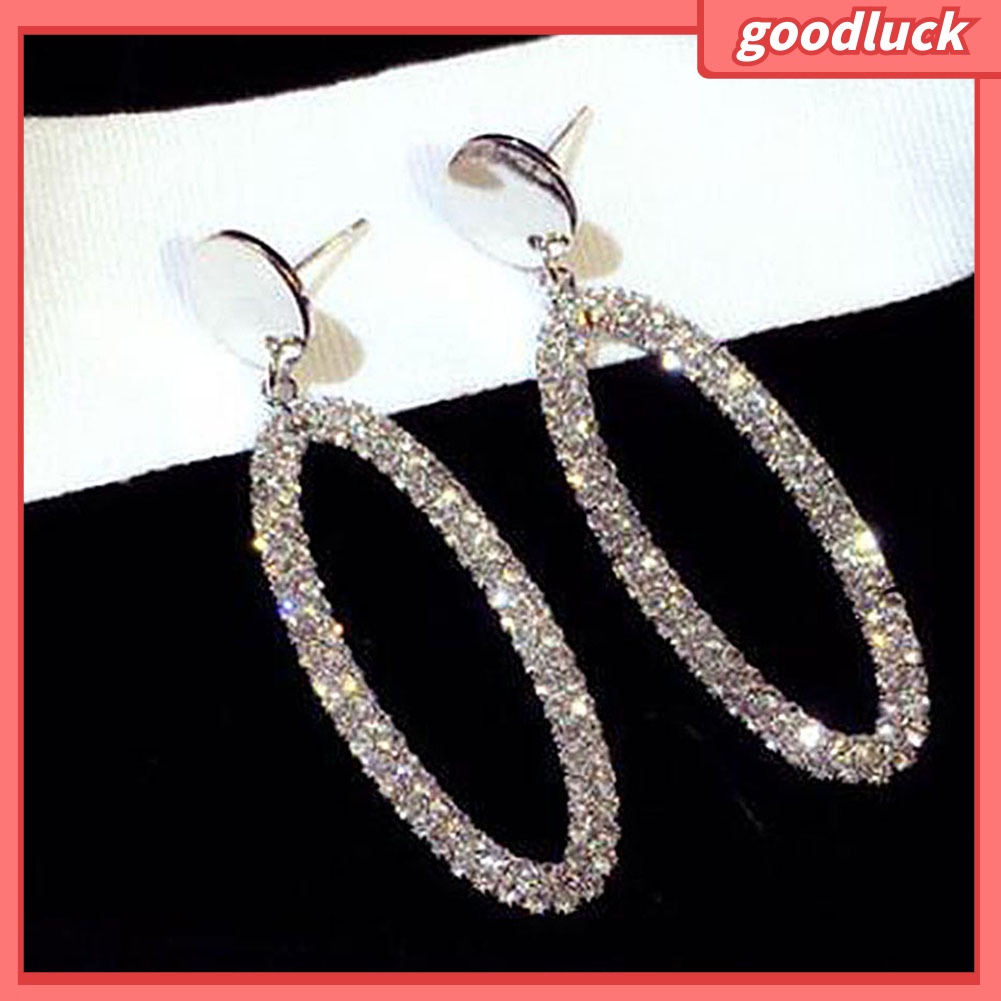 ps/Women Rhinestone Watch Shape Oval Geometric Dangle Ear Drop Earrings Jewelry