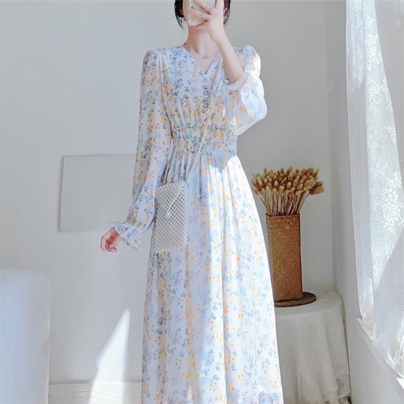 Đầm Hoa Dáng Ôm Chiết Eo Kiểu Pháp Thời Trang Mùa Hè Cho Nữ