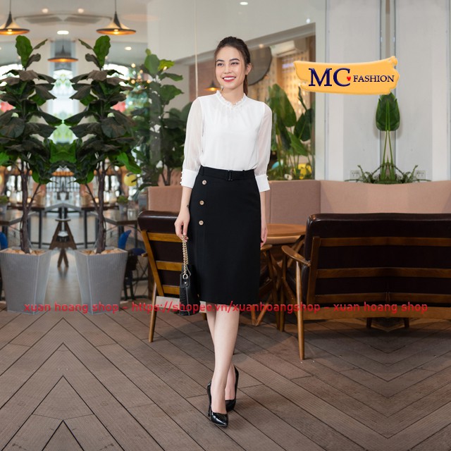 Chân Váy Chữ A Dáng Dài Công Sở Nữ Đẹp, Lưng Cao Mc Fashion Màu Đen, Chất Vải Co Giãn Nhẹ, Size Đủ Cv0443