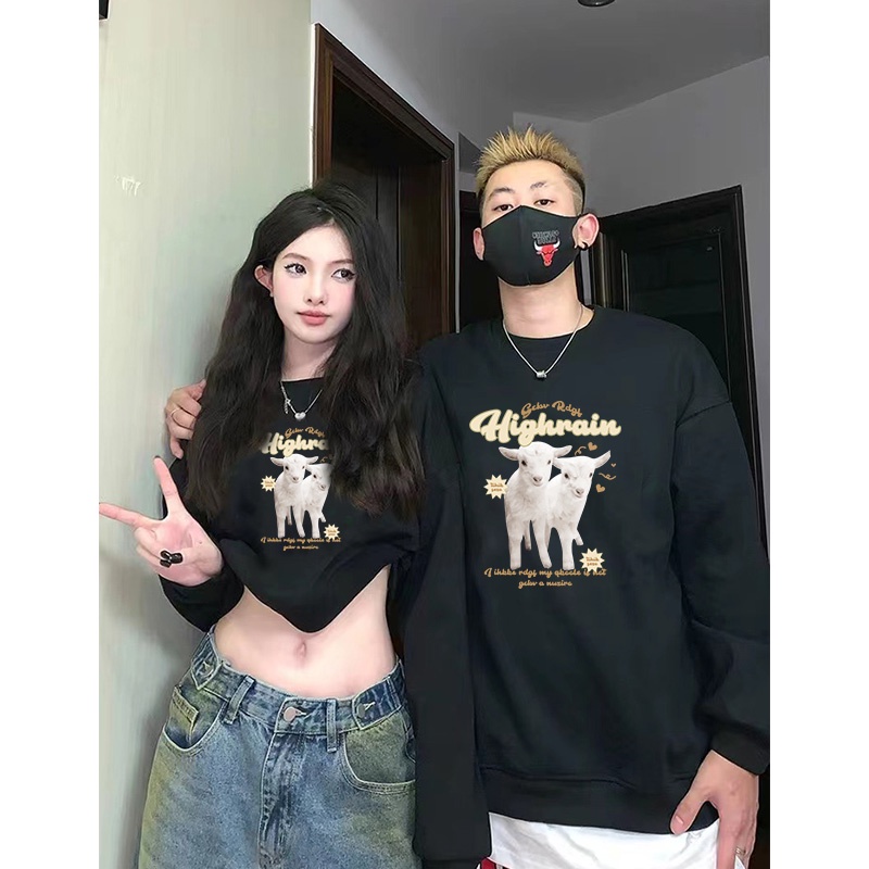 Áo sweater IHKKE dáng rộng phong cách Mỹ retro thời trang dành cho cả nam và nữ