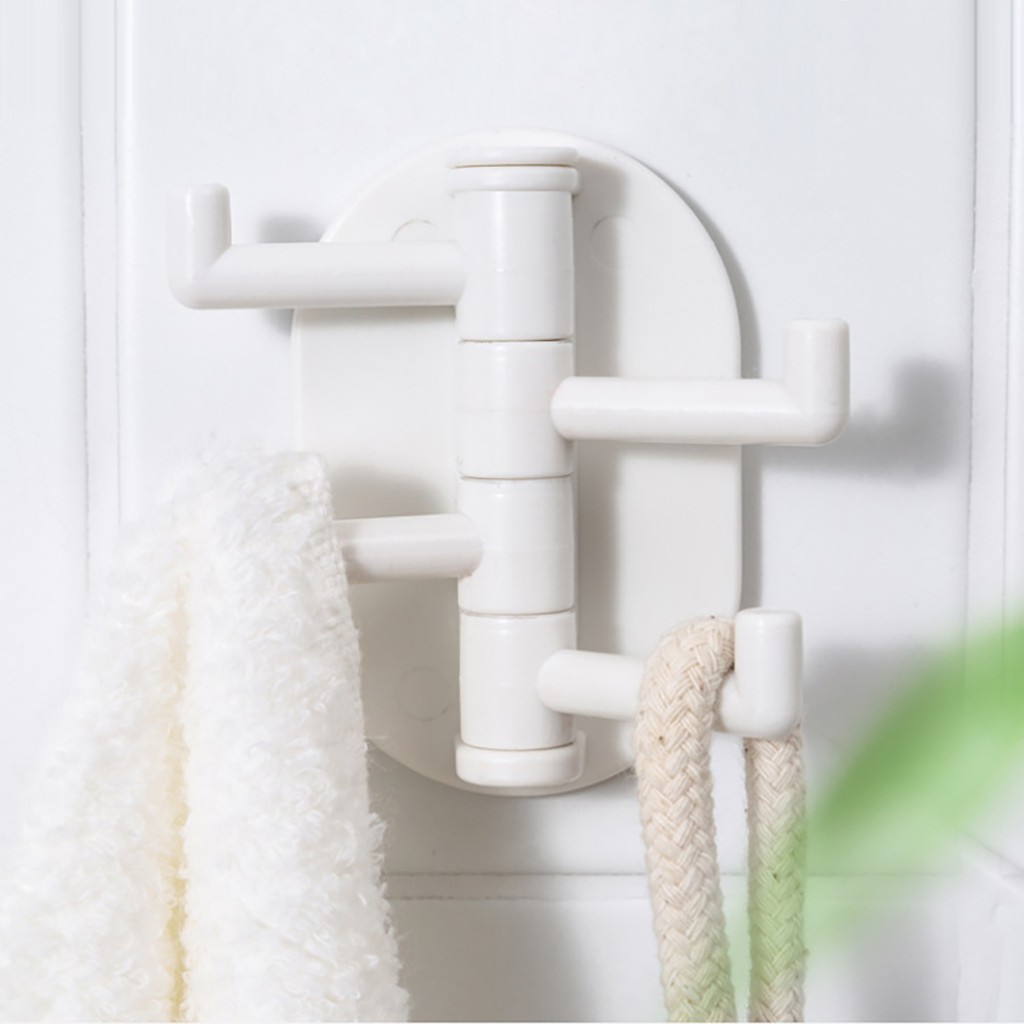 Móc dán tường 4 chấu xoay 180 độ móc treo đồ đa năng siêu dính chịu lực tốt treo móc đồ dùng tiện dụng