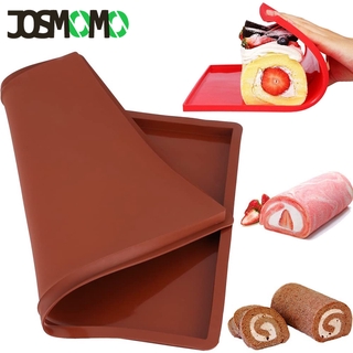 JOSMOMO 1 miếng / Khuôn làm bánh cuộn không dính silicone Thụy Sĩ Khuôn làm bánh ngọt Dụng cụ làm bánh Tấm hình chữ nhật Máy nướng bánh Pizza Chảo bánh Mat (Nâu / đỏ)