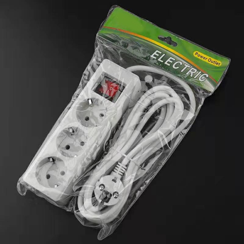 EU Standard German Type Power Strip 3/4/5 Sockets in a Row Flat Adapter Switches