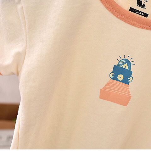 Bộ Áo Thun Ngắn Tay In Hoạt Hình + Quần Short Thể Thao Thời Trang Mùa Hè Hàn Quốc Dành Cho Nữ