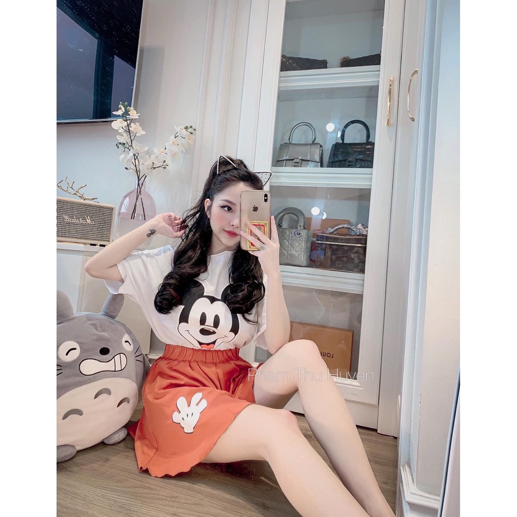 BỘ ĐÙI HÌNH VỊT - GẤU - MICKEY CHO NỮ - BỘ MẶC NHÀ ÁO HOẠT HÌNH QUẦN ĐÙI VIỀN BÈO 5 MÀU HOT | BigBuy360 - bigbuy360.vn