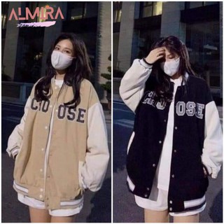 Áo khoác bomber nhung tăm, áo khoác nữ nhung tăm choose form rộng unisex