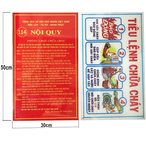 Bảng nội quy tiêu lệnh mica